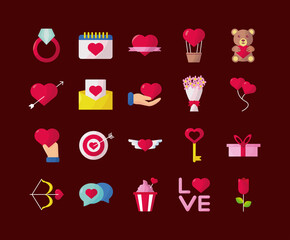 Wall Mural - bundle of twenty love set icons