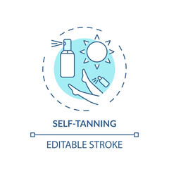 Wall Mural - self-tanning concept icon. home beauty treatment idea thin line illustration. lotions, creams and sp