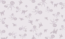 Purple Skulls And Cats Background.
