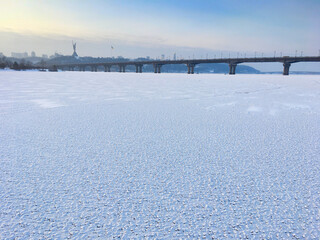 Poster - Frozen Dnipro river Kyiv, Ukraine