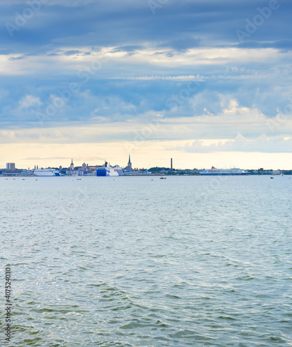 Skyline Tallinn sea harbor ...