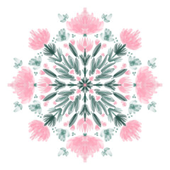 Wall Mural - Pink floral mandala illustration