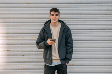 Poster - teenage boy with mobile phone