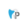 Letter P logo icon with dental design illustration