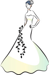 Wall Mural - vector bride drawing