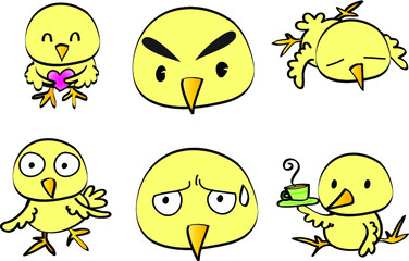 vector cartoon chicks emoji set