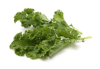 kale leafy vegetable closeup on white background