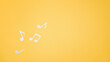 Musical notes cut from paper, flat lay. Top view music layout on yellow background. Place for text