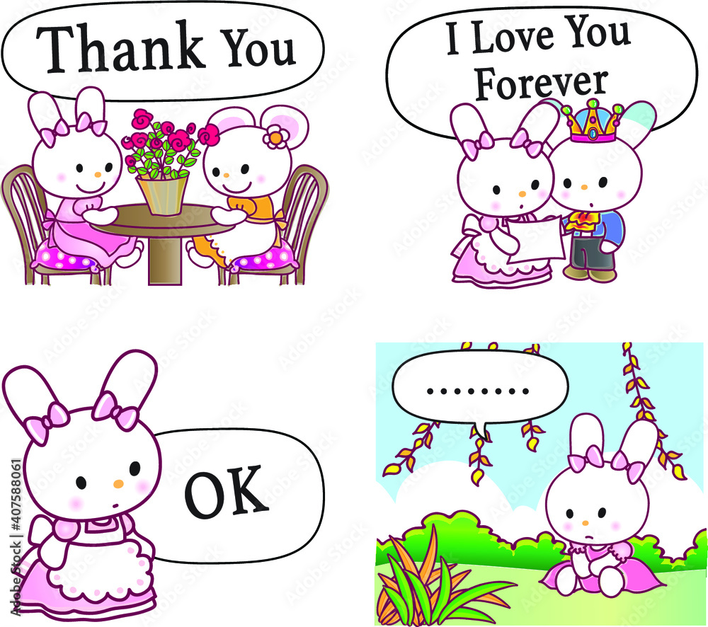 vector cartoon rabbit emoji set Stock Vector | Adobe Stock