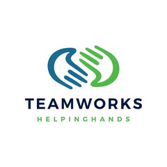 helping hand palm team work care logo vector icon illustration