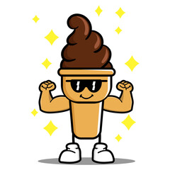 Wall Mural - cute ice cream cartoon mascot character