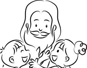 vector drawing cartoon Jesus Christ with love