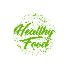 Sticker - Healthy food logo template. Organic food vector design. 