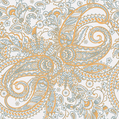  Paisley seamless vector pattern. Indian floral ornament