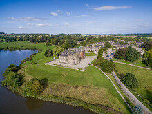 Ripley Village In North Yorkshire England,  Aerial View Of The Village And Ripley Castle Near Harrogate. 