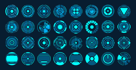 Wall Mural - 32 Circle futuristic interface hud vector design.