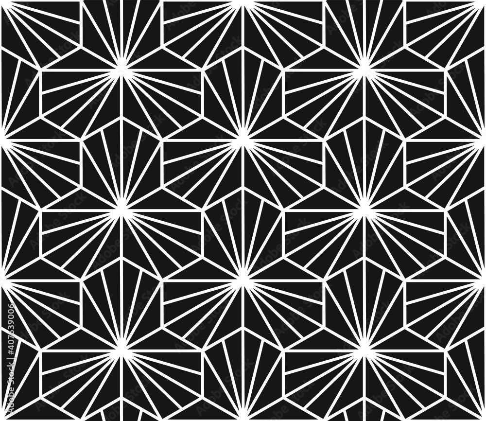 Impactful repeat pattern of three connected hexagons and converging ...