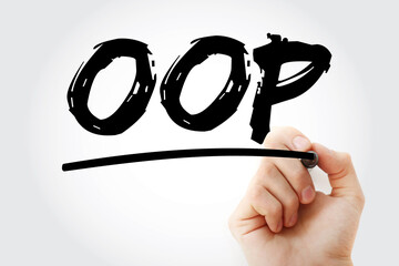 Wall Mural - oop - object oriented programming acronym with marker, technology concept background
