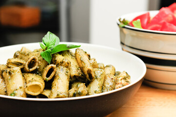 Sticker - rigatoni pesto pasta with chicken, basil and parmesan cheese and