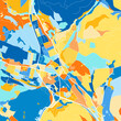 Art map of Trofaiach, Austria in Blue Orange