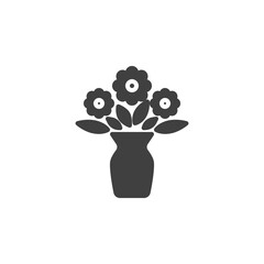 Flower vase vector icon. filled flat sign for mobile concept and web design. Flowers bouquet glyph icon. Symbol, logo illustration. Vector graphics