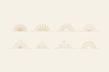 Fototapete - elements-03Vector set of linear boho icons and symbols - sun logo design templates  - abstract design elements for decoration in modern minimalist style