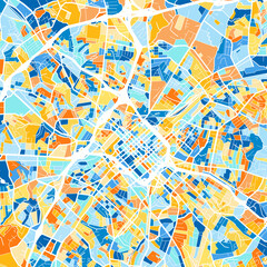 Wall Mural - Art map of Charlotte, UnitedStates in Blue Orange