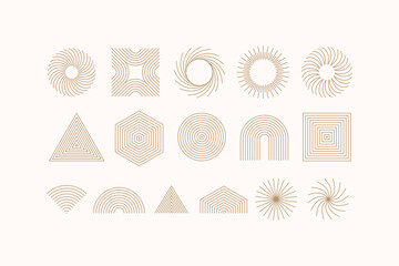 Fototapete - Vector set of linear boho icons and symbols -  logo design templates  and pritns - abstract design elements for decoration in modern minimalist style for social media posts, stories