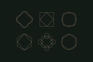 Fototapete - Vector set of linear boho icons and symbols -  logo design templates  and prints - abstract design elements for decoration in modern minimalist style for social media posts, stories