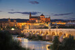Photo of cordoba and the mesquita cathedral at sunset time