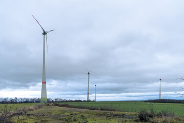 Wind turbines in the field