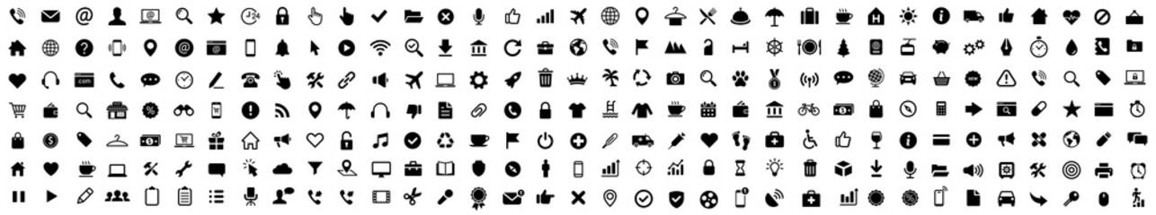 Web Icons set. Business Shopping Finance Tourism Web icons collection. Vector