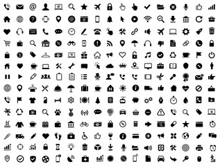 Web Icons set. Business Shopping Finance Tourism Web icons collection. Vector