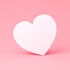 Poster - Blank white love heart card isolated on pink pastel color background minimal conceptual 3D rendering