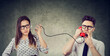 © Feodora - Portrait of a worried woman listening to a man phone conversation