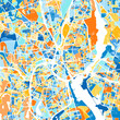 Art map of Providence, UnitedStates in Blue Orange