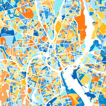 Art Map Of Providence, UnitedStates In Blue Orange