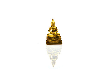 thai meditaion buddha image on isolated background.thai famous brass buddha statue