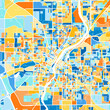 Art map of Rockford, UnitedStates in Blue Orange
