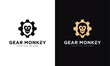simple gear logo and mascot, monkey face illustration.eps 10