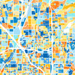 Art map of Orange, UnitedStates in Blue Orange