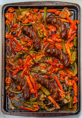 Wall Mural - Sausage Peppers Onions Pan