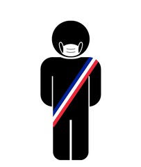 Sticker - Elu de la république française avec un masque