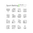 Sports betting linear icons set. Cashing out option. Financial award. Mobile casino. In-game betting. Customizable thin line contour symbols. Isolated vector outline illustrations. Editable stroke