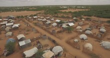 Aerial Of Huts, Tents, And Homes In Refugee Camp In Dadaab, Kenya In East Africa