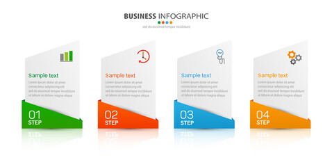 Wall Mural - Infographic business design vector  template with 4 options, steps or processes. Can be used for presentations banner, workflow layout, process diagram, flow chart, info graph