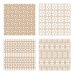 set geometric asian abstract seamless vector pattern including traditional korean or chinese motive 