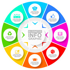 Leinwandbilder - Infographic circular vector template for presentation, chart, diagram, business concept with 8 options