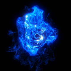 Wall Mural - blue smoke on black background. plasma energy with glowing lines. 3d render