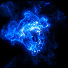 Wall Mural - abstract plasma particle background. blue energy pattern. 3d render
